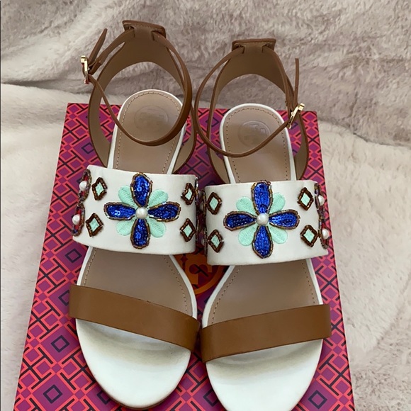 NWT Tory Burch Estella embellished short heel sandals - Picture 2 of 7